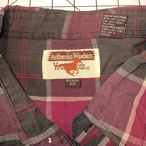 Vintage Authentic Western Youngbloods Brush Popper Western, XXL, Red & Black - Picture 2 of 3